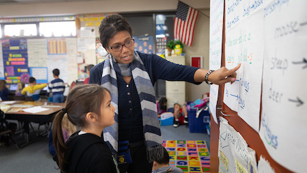 Teacher working with a student